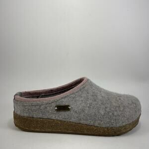 Haflinger Grizzly Clog Gray Wool Womens Size 39 US Size 8.5-9 Mule Slipper Pink